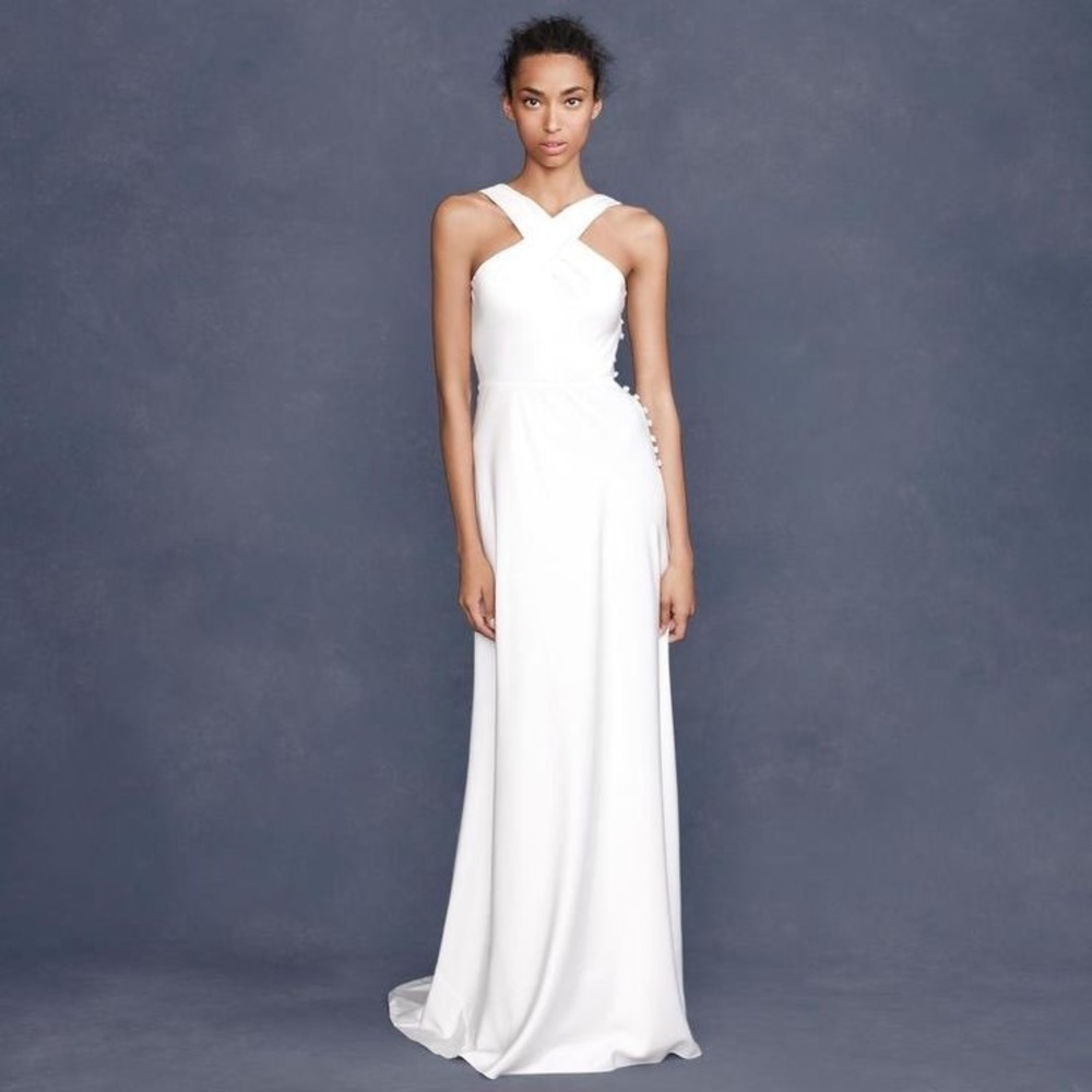 J.Crew Bridal Silk Lined Cross‎ Back Wedding Gown Ivory Size 4
